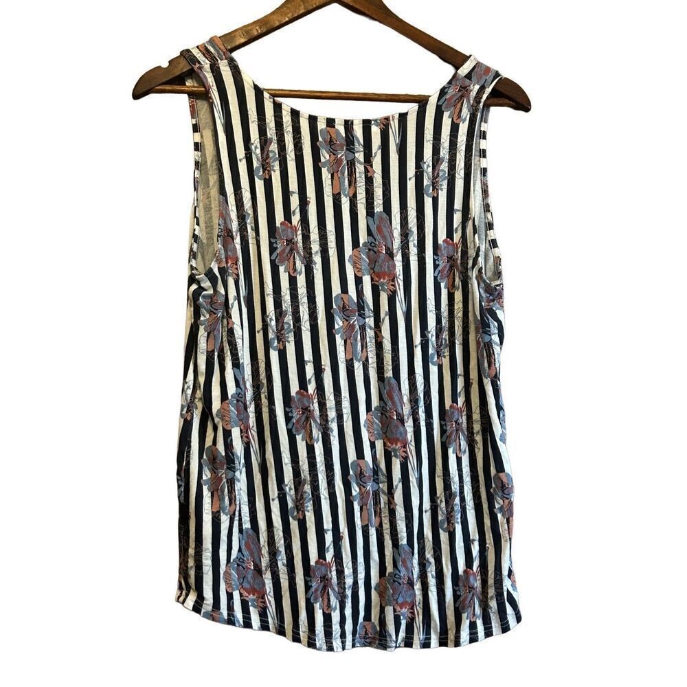 Makana Floral Striped Sleeveless Top Tank Blouse‎ Casual Summer - Picture 5 of 5